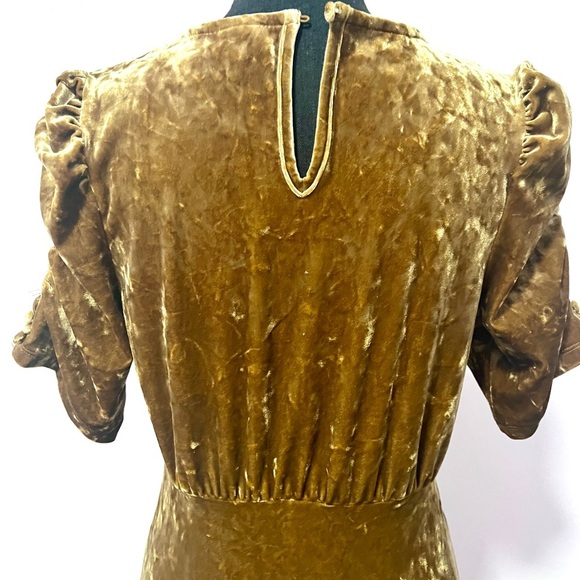 Who What Wear Gold Puff renaissance festival  tiered Sleeve Midi Sundress XS - Picture 6 of 10